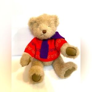 Vintage 1987 Gund Bialosky Bear Red Sweater Scarf 16.5” #7690